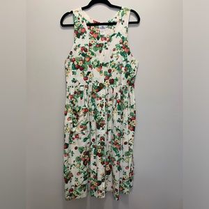 Dogwood Lane Strawberry Print Dress Vtg Rare Cottage Core Country Women's Size M